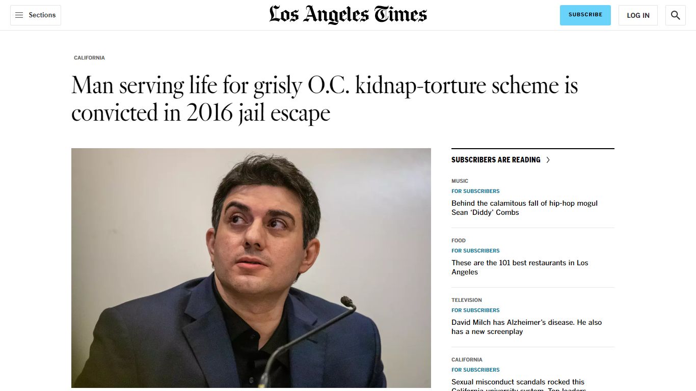 Hossein Nayeri convicted in 2016 Orange County jail escape - Los ...